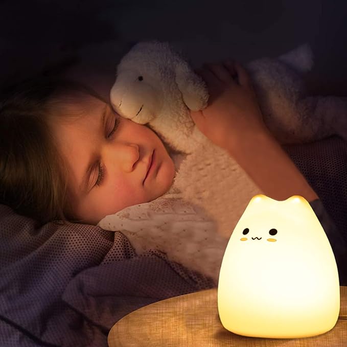 ZKLiLi Cat Night Light for Kids, Cute Night Lamp for Nursery, Squishy Silicone - Image 5