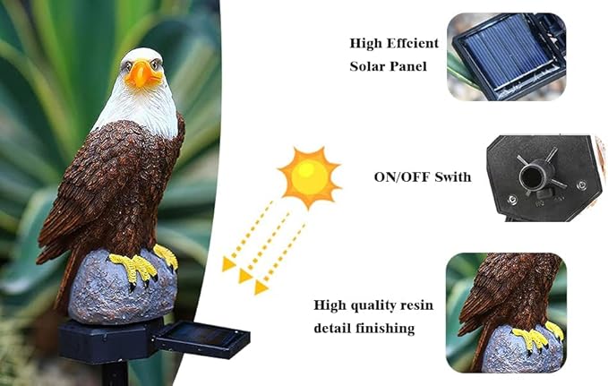 Eagle Figurine Garden Solar Stake Light Eagle Solar Lights Outdoor Decorative - Image 4