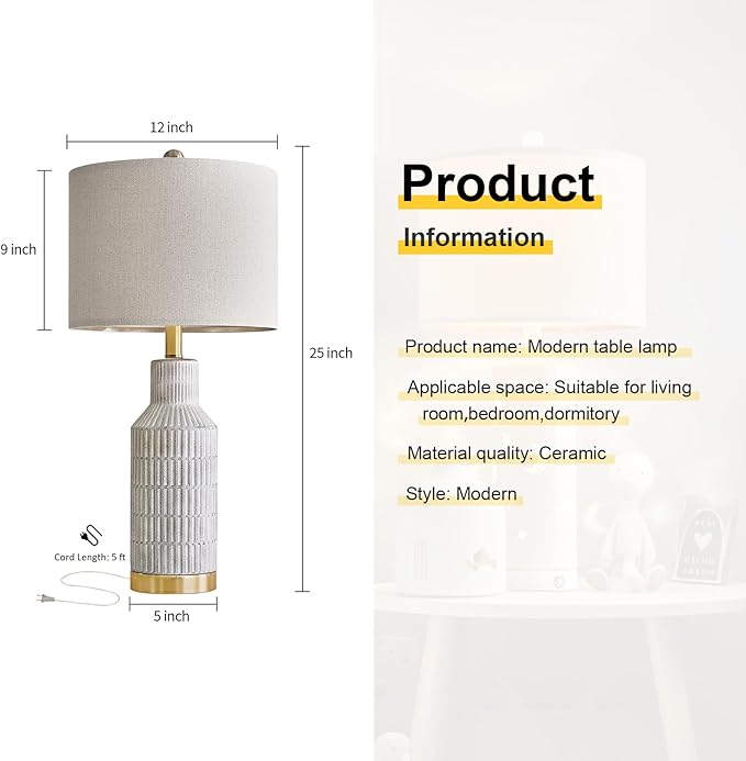 25" Modern Ceramic Lamps Single Table Lamp - Image 4