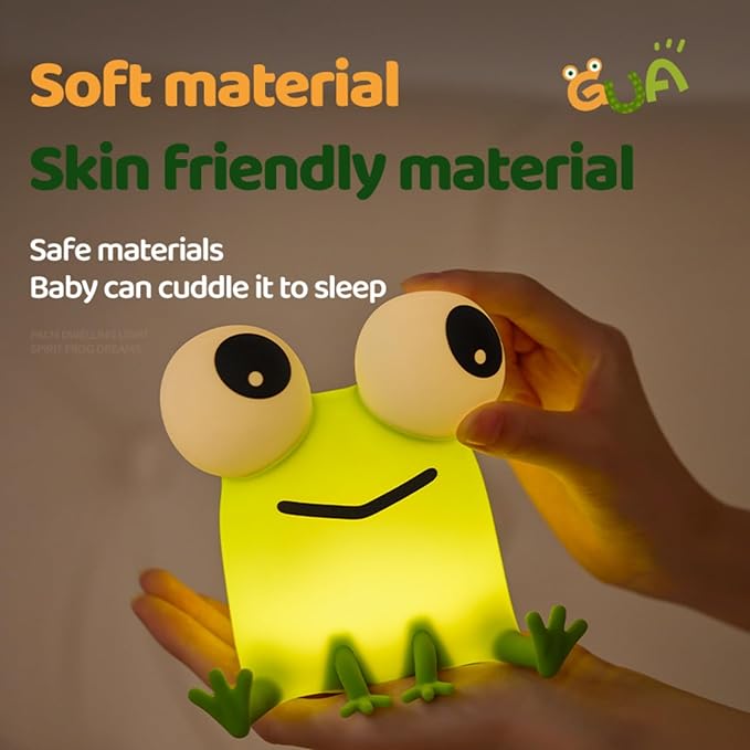 Frog Night Light for Kids, Rechargeable Bedside Touch Lamp, - Image 4