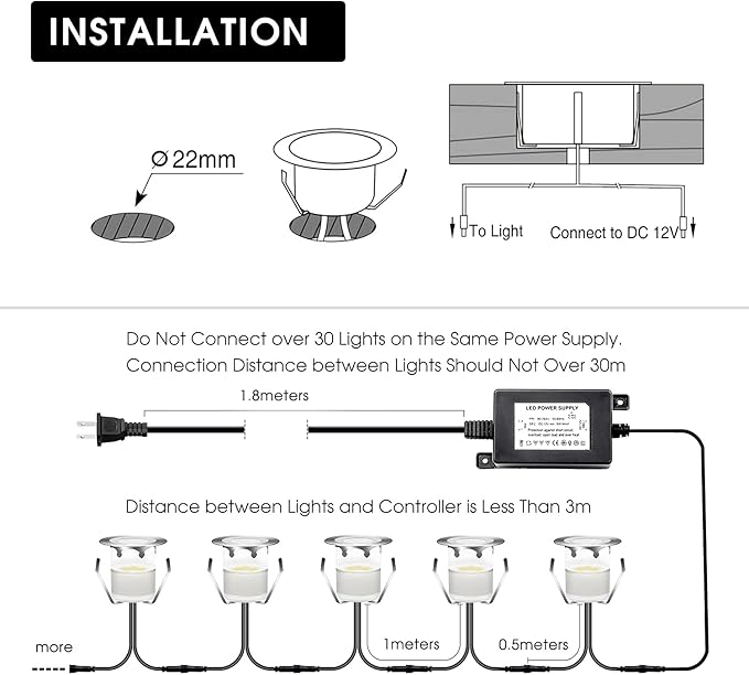 Low Voltage LED Deck Light Kit Stainless Steel Waterproof Recessed Wood Decking - Image 5