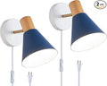 Plug in Wall Sconces Lighting Fixture Pack of 2, Wooden Adjustable Bedside Wall by VechoicyHomeLight