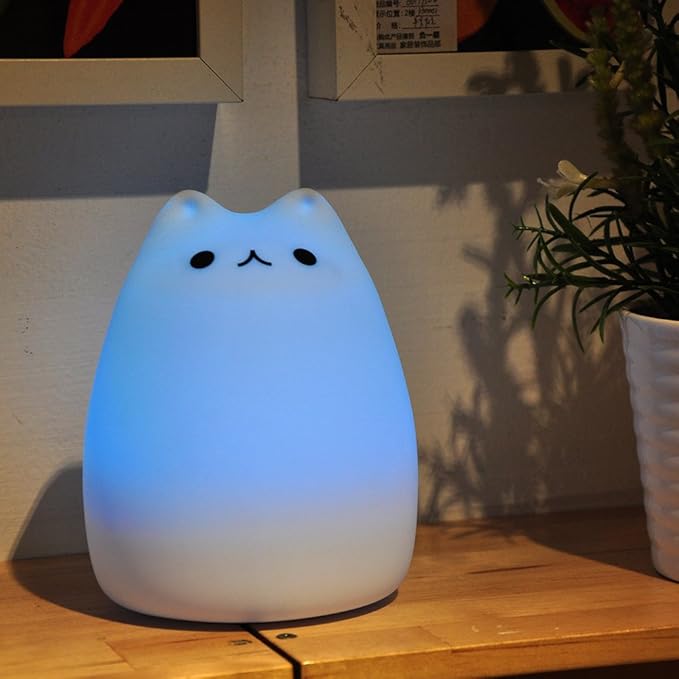 WoneNice Cute Kitty Night Light, Rechargeable Silicone Cute Lamp - Image 7