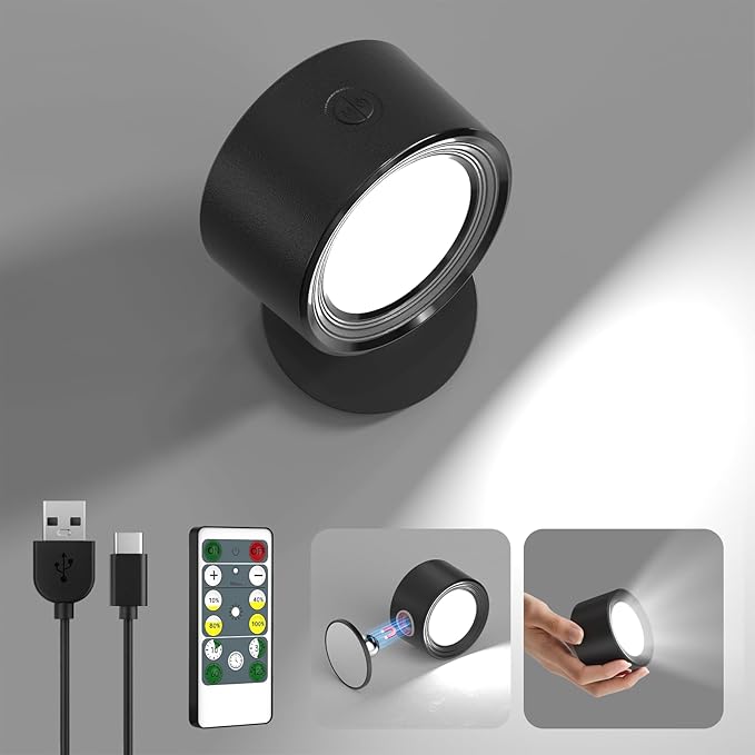 Lightbiz LED Wall Lights with Remote, Wall Mounted Sconces 3000mAh Rechargeable by BringYouWarmLightingCare