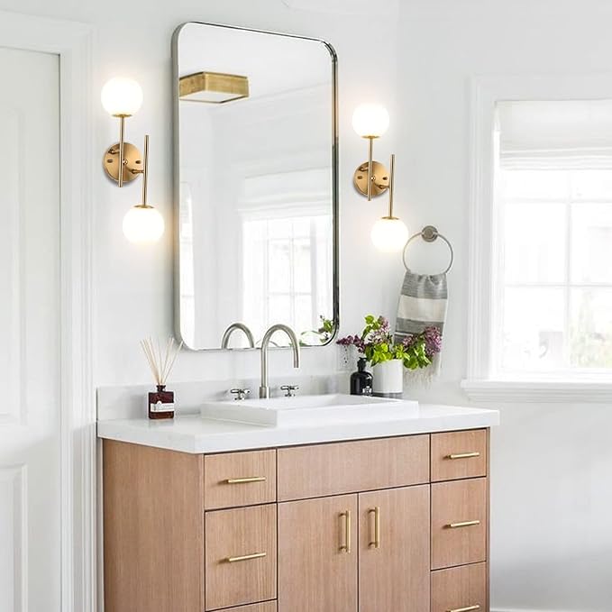 Gold Globe Wall Sconce, 7.5" W x 20" H, G9 Base, Compatible - Image 2