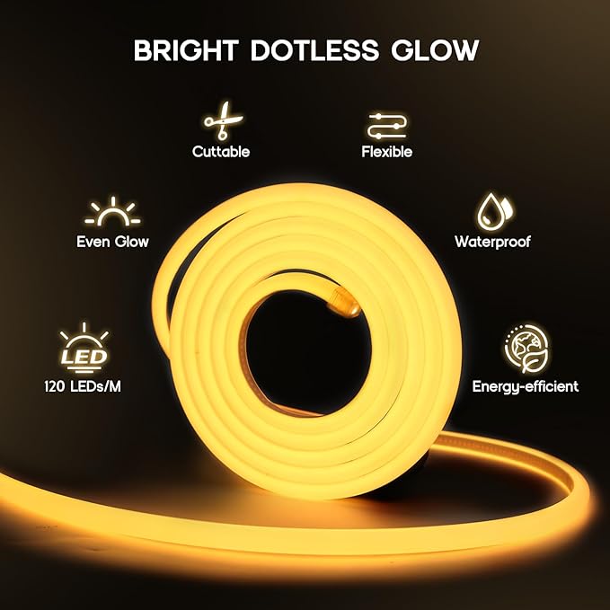 LED Neon Lights Daylight White 6000K, 164ft 110-120V LED Strip Lights, Flexible - Image 2