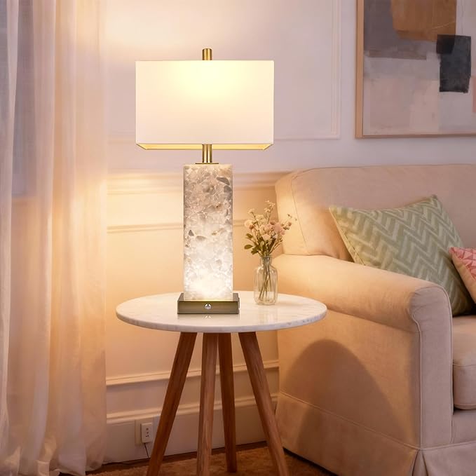2-Pack 25.6" Alabaster Lamps, Marble Lamp Nightstand Lamps Set of 2, 3-Color - Image 7