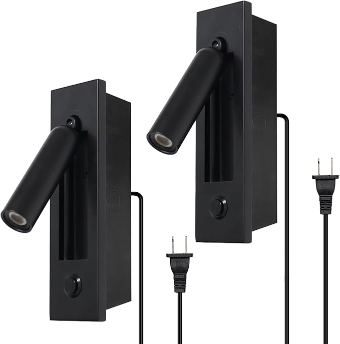 Set of 2 Led Headboard Wall Light, 350°Rotation Portable Plug in Wall Sconce by YFMYY
