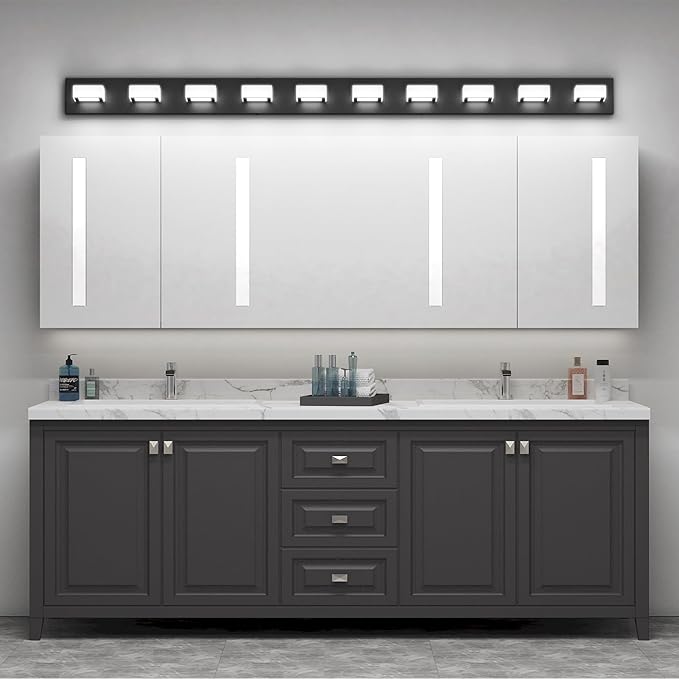 Ralbay 66inch Matte Black Bathroom Vanity Lights Metal Acrylic LED Modern Black - Image 6