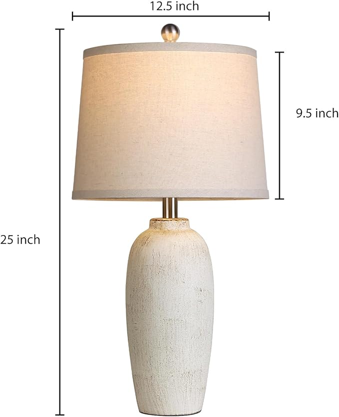25“ Jar Table Lamps Set of 2, Ceramic Bedside Lamps - Image 6