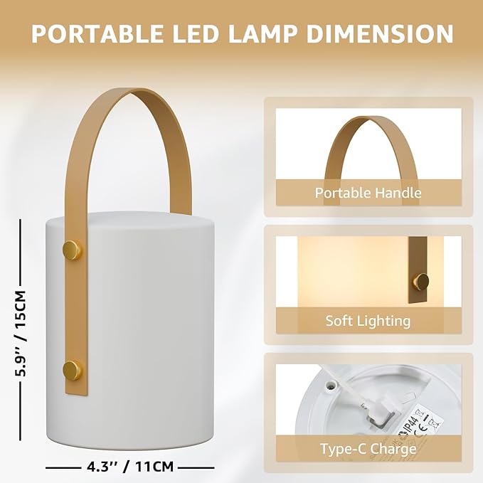 uuffoo LED Lamp Lantern Table Lamp Cordless Shower Lamp IP44 RGB and Warm White - Image 2