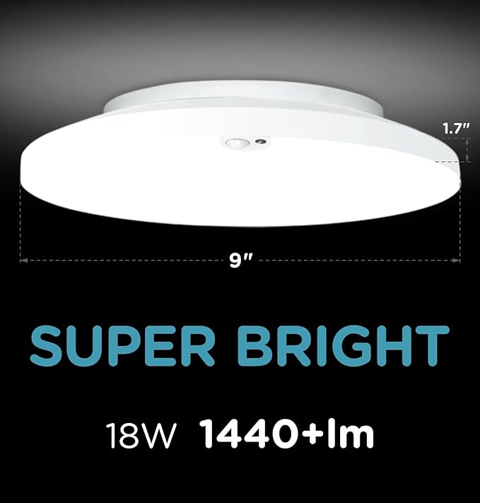 Motion Sensor Ceiling Light Indoor Wired, 9 Inch 18W, 5 CCT - Image 5