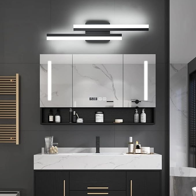 PRESDE LED Bathroom Vanity Light Modern Black 24 Inch LED Wall Lighting Fixture - Image 2