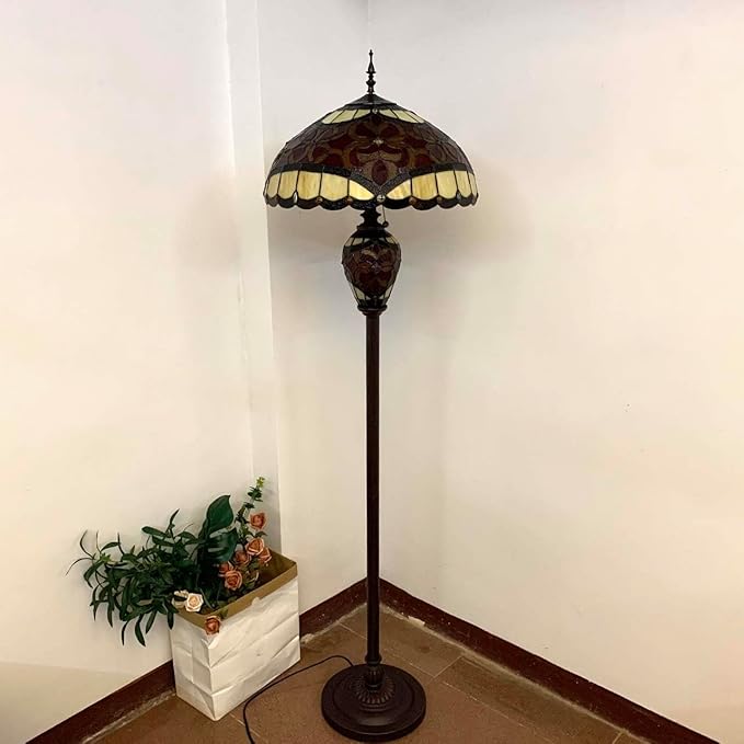 Bieye L10867 Baroque Tiffany Style Stained Glass Double Lit Floor Lamp - Image 8