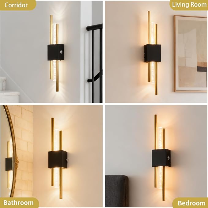 Battery Operated Wall Sconces Set of Two, Rechargeble Modern Crystal Bathroom - Image 6
