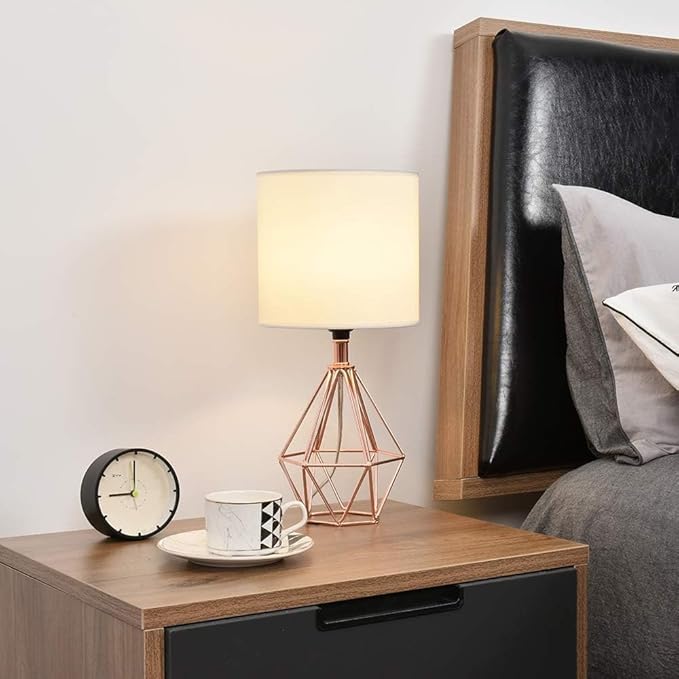 COTULIN Rose Gold Bedside Table Lamp, Modern Small Desk Lamp - Image 7