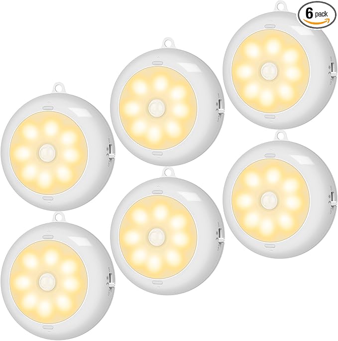 BLS 6-Pack 3.3" Under Cabinet Lighting, Closet Lights Motion Sensored Light by BLS