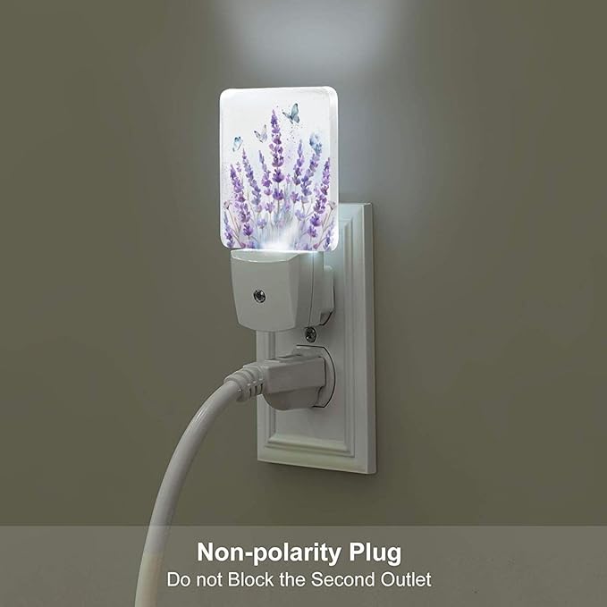 Led Night Light, Lanvender Butterfly Decorative Plug in Nightlights, - Image 4