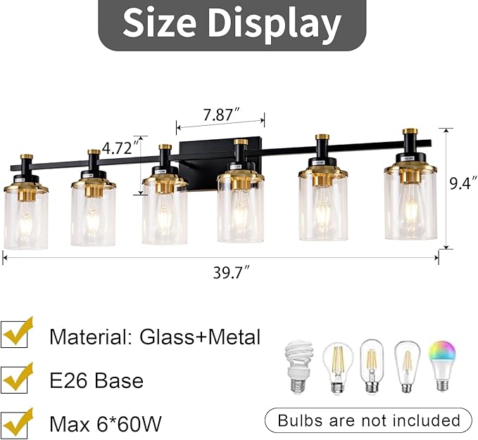 6 Bathroom Vanity Lights, Sconces Wall Lighting - Image 5