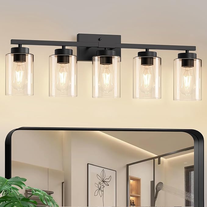 IZORRO Black Bathroom Vanity Light, 5-Light Vanity Lighting fixtures Over Mirror by IZORRO