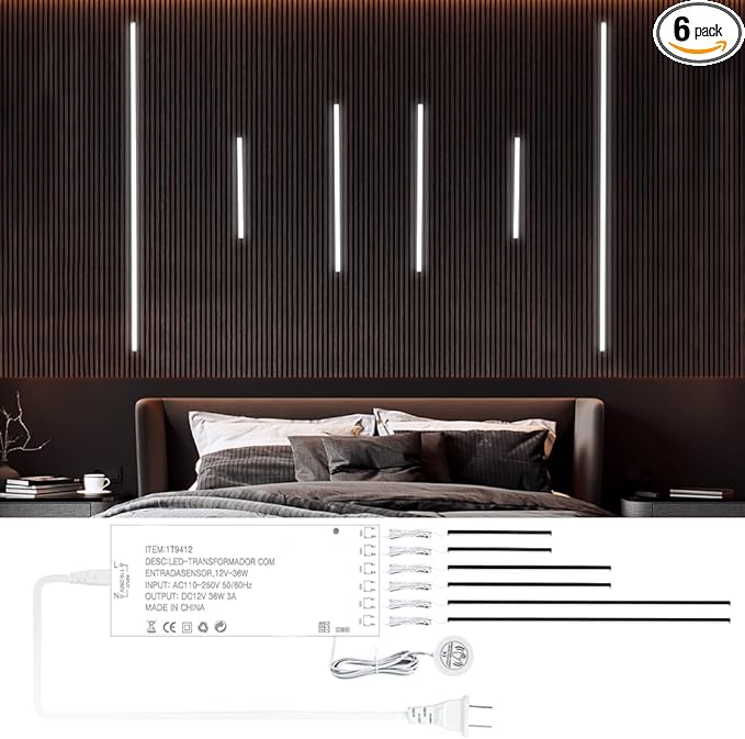 LED Recessed Lighting Kit, 6 Pack Self-Adhesive COB LED Light Bar, Cold White by Unknown