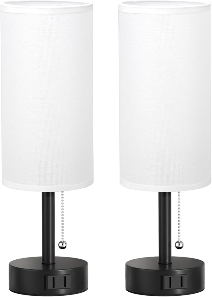 Fenmzee White Bedside Table Lamps Set of 2-3 Color Temperatures Pull Chain Lamp - Image 8