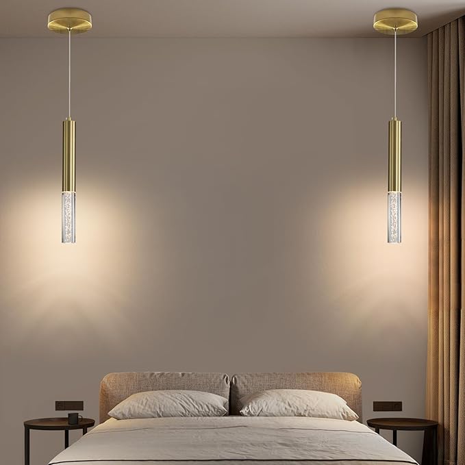 2 Pack Minimalist Kitchen Island Pendant Lights, Bubble Acrylic, Adjustable - Image 2