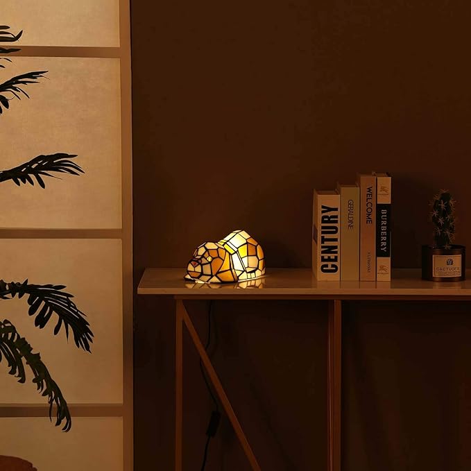 Bieye L10210 Tiffany Style Stained Glass Accent Dog Table Lamp - Image 6