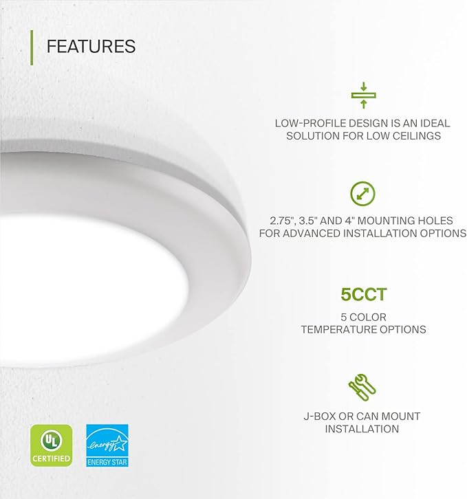 ASD 12 Pack LED Disk Lights 6 Inch, 15W 5CCT 2700K-5000K 1245LM CRI90+ - Image 3
