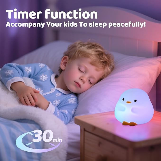 Duck Night Light, Color Changing Mode & 50-Hour Battery, Squishy Silicone Lamp - Image 4
