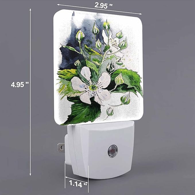 LED Night Light, Flower BlackBerry Watercolor Painted Blossom LED Night Light - Image 7
