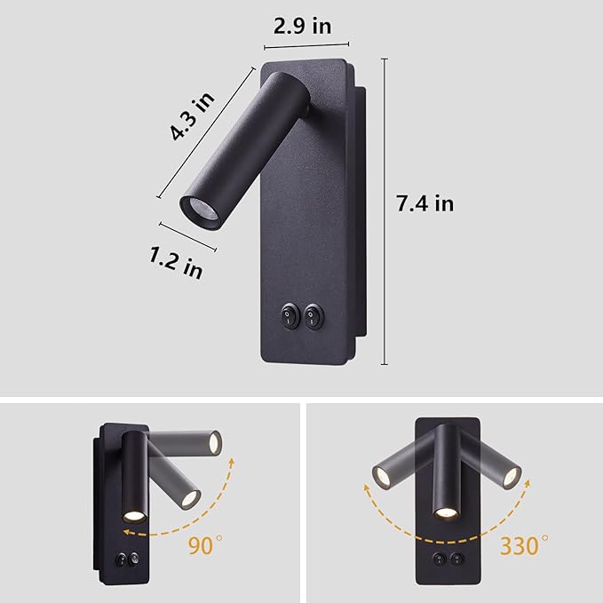 Wall Mounted Reading Light Set of 2, LED Headboard Reading Lamp - Image 4