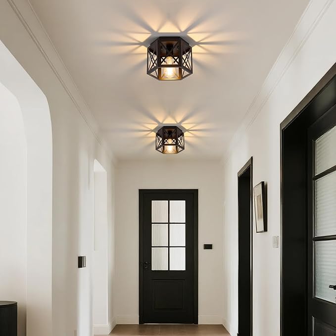 2 Pack Flush Mount Ceiling Light, 1-Light Black Light Fixtures Ceiling Mount - Image 2