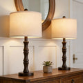 BOBOMOMO 25" Classic Table Lamps Set of 2, Farmhouse Nightstand Lamps by BOBOMOMO