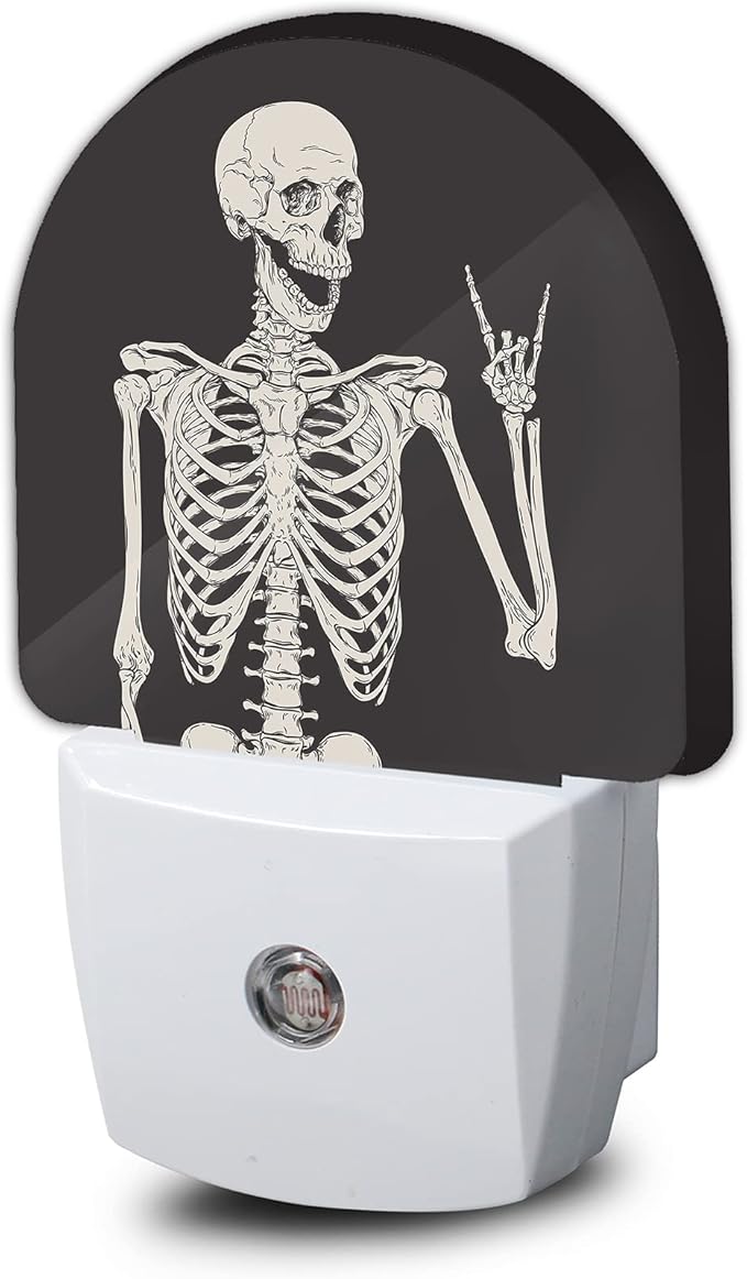 Skull Night Light, Rock Skeleton Skull Night Lights Plug into Wall, Dusk to by AOWULA
