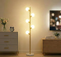 Fiqevs Modern Gold Floor Lamp for Living Room, Glass Globe Mid Century Standing by Fiqevs