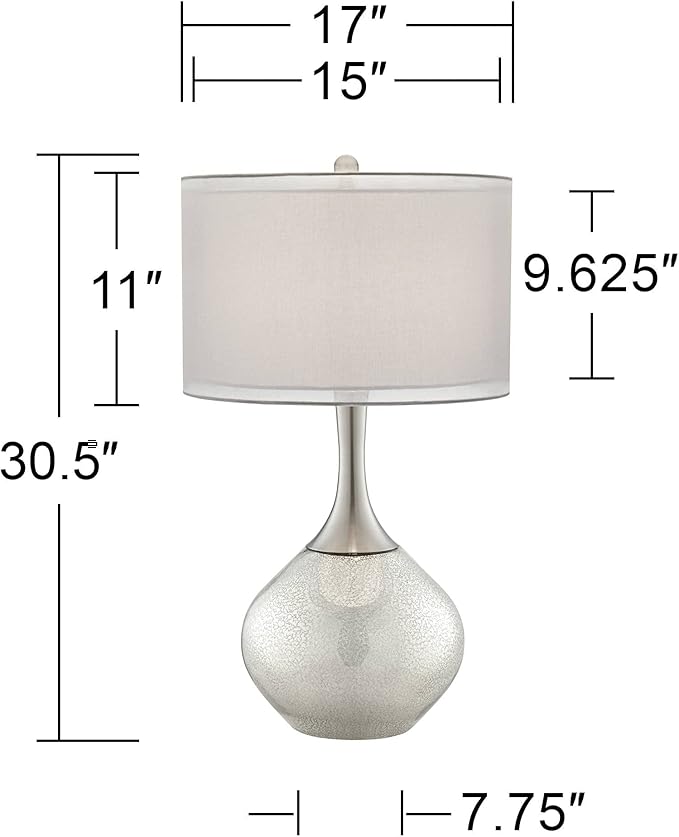 Possini Euro Design Swift Modern Table Lamp 30 1/2" Tall Mercury Glass Chrome - Image 4