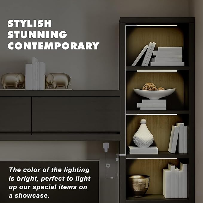 JUSJUBR Black LED Shelf Lights, Display Cabinet Lights - Image 4