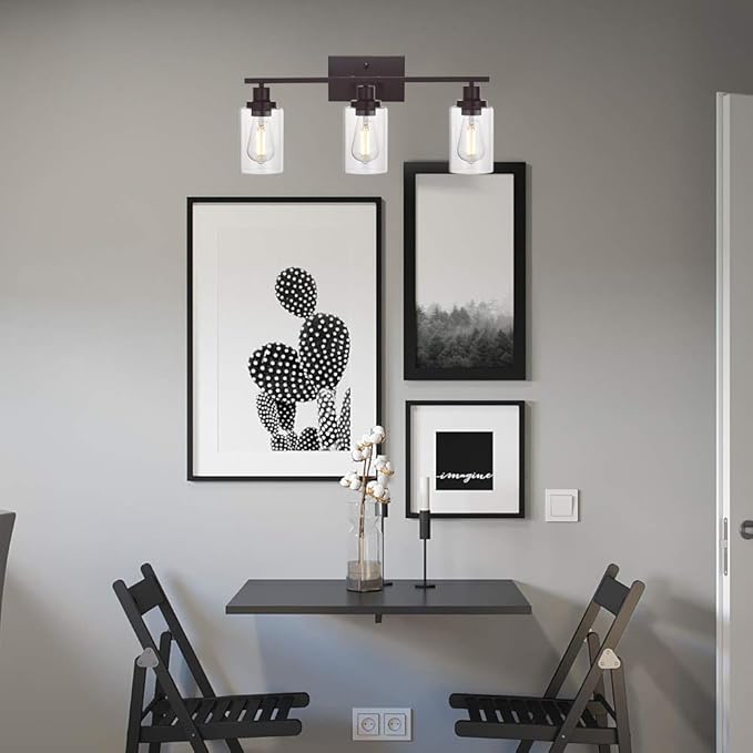 MELUCEE 3 Light Bathroom Vanity Light Oil Rubbed Bronze, Industrial Wall Light - Image 4