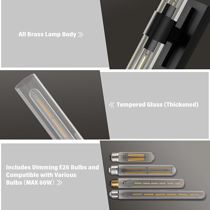 Black 22.8" Sconces Wall Lighting, Bathroom Vanity Lights Fixtures - Image 7
