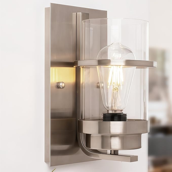 Brushed Nickel Wall Sconces Light, Modern Wall Sconces Bathroom Light Fixtures by Unknown