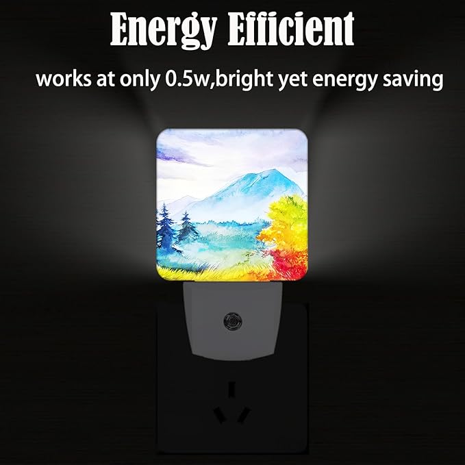 Watercolor Mountains and Forest Night Light, Plug Into Wall - Image 4