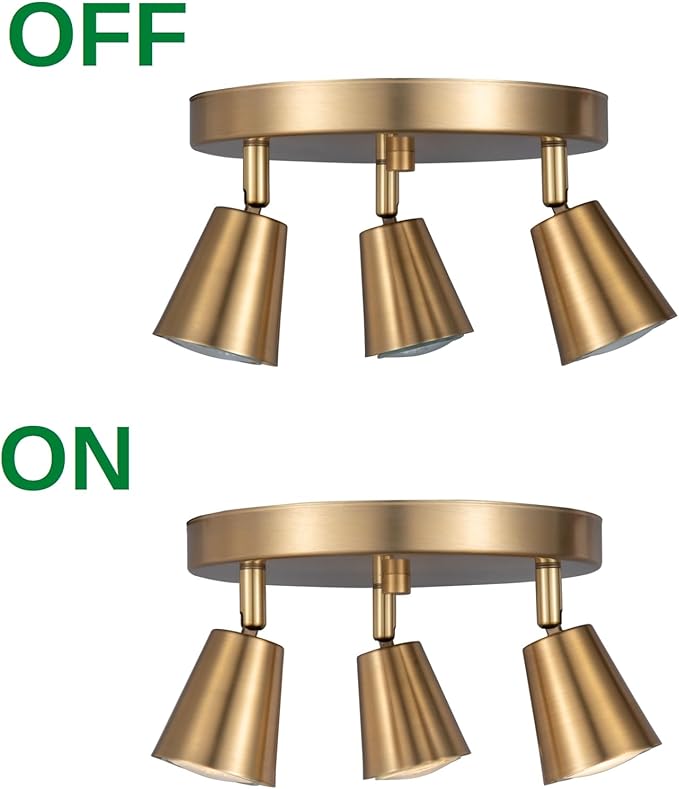 3 Light Track Lighting Kit, Matt Brass Finish Canopy - Image 3
