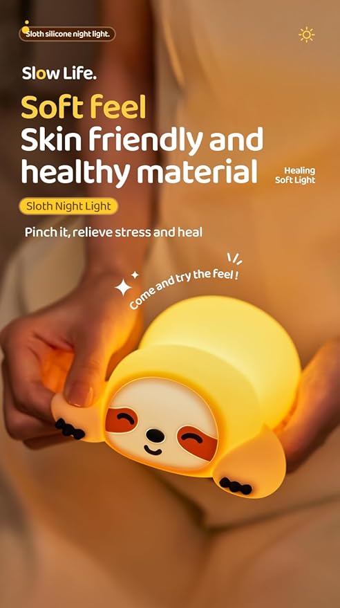Cute Sloth Night Light, Animal Lamp, Food Grade Silicone, Rechargeable - Image 5