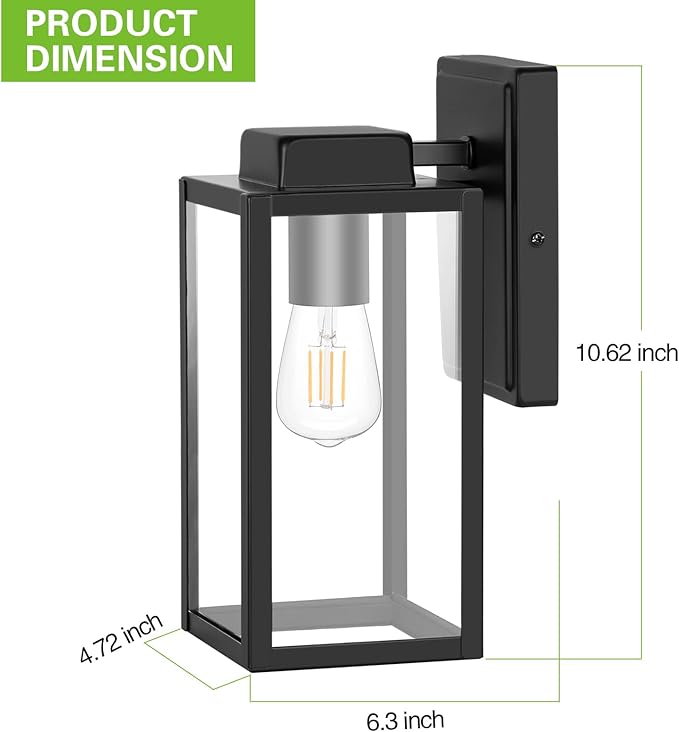 hykolity Outdoor Wall Lantern, Waterproof Exterior Wall Sconce Light Fixture - Image 5