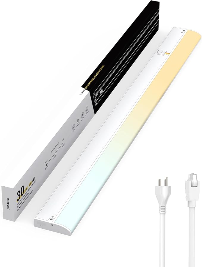 Under Cabinet Lighting Hardwired & Plug-in, 30 inch 3CCT Dimmable, Linkable by AULAIDIK
