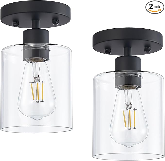 1 Light Semi Flush Mount Ceiling Light Black Kitchen Lighting Fixtures Ceiling by DIDUIOlightingfixtures