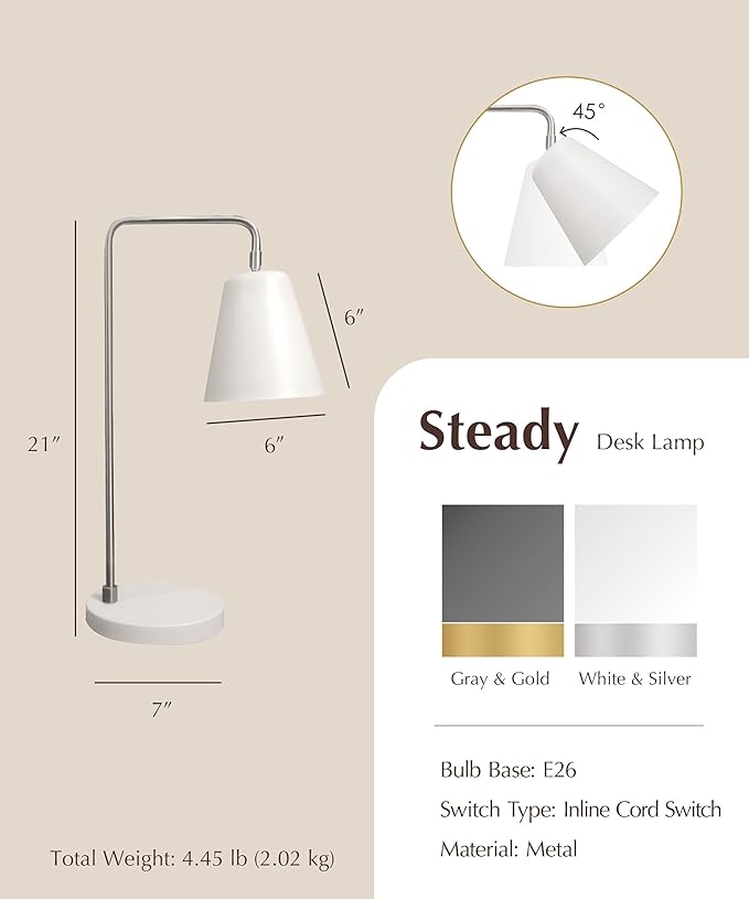 HarvestLand Steady Silver Reading Lamps - Image 7