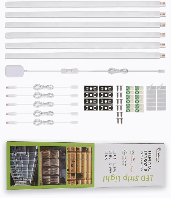 Cefrank Cabinet Lighting 6-Pack 12 inch Seamlessly Linkable Strip Light Bars - Image 10