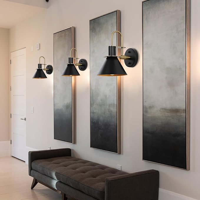 WILON Gold and Black Wall Sconces Set of Two, Modern Farmhouse Wall Light - Image 9